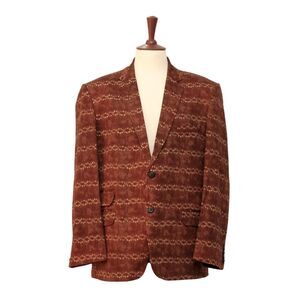 Mens 46R Brown Blazer Jacket Abstract Sport Coat Summer Formal Party Wedding